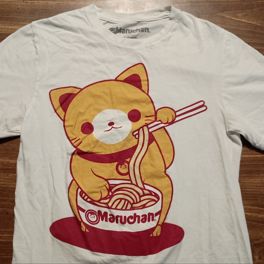 RAMEN CAT T-SHIRT - Small // Maruchan Cute kitty chibi tee shirt noodles japan